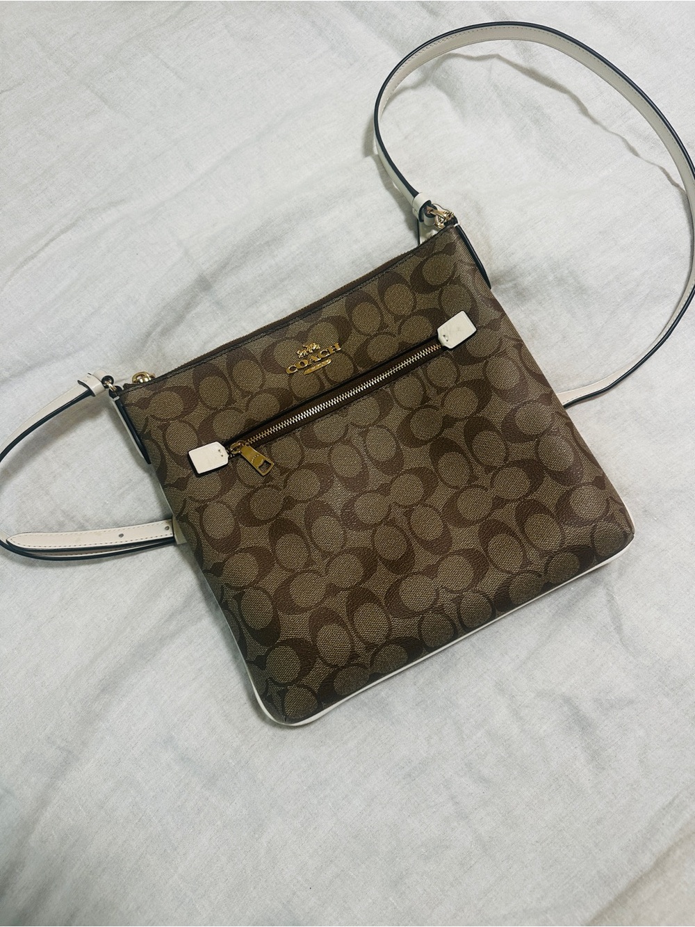 Coach Rowan File Bag in Signature Canvas | Brown Monogram Crossbody |